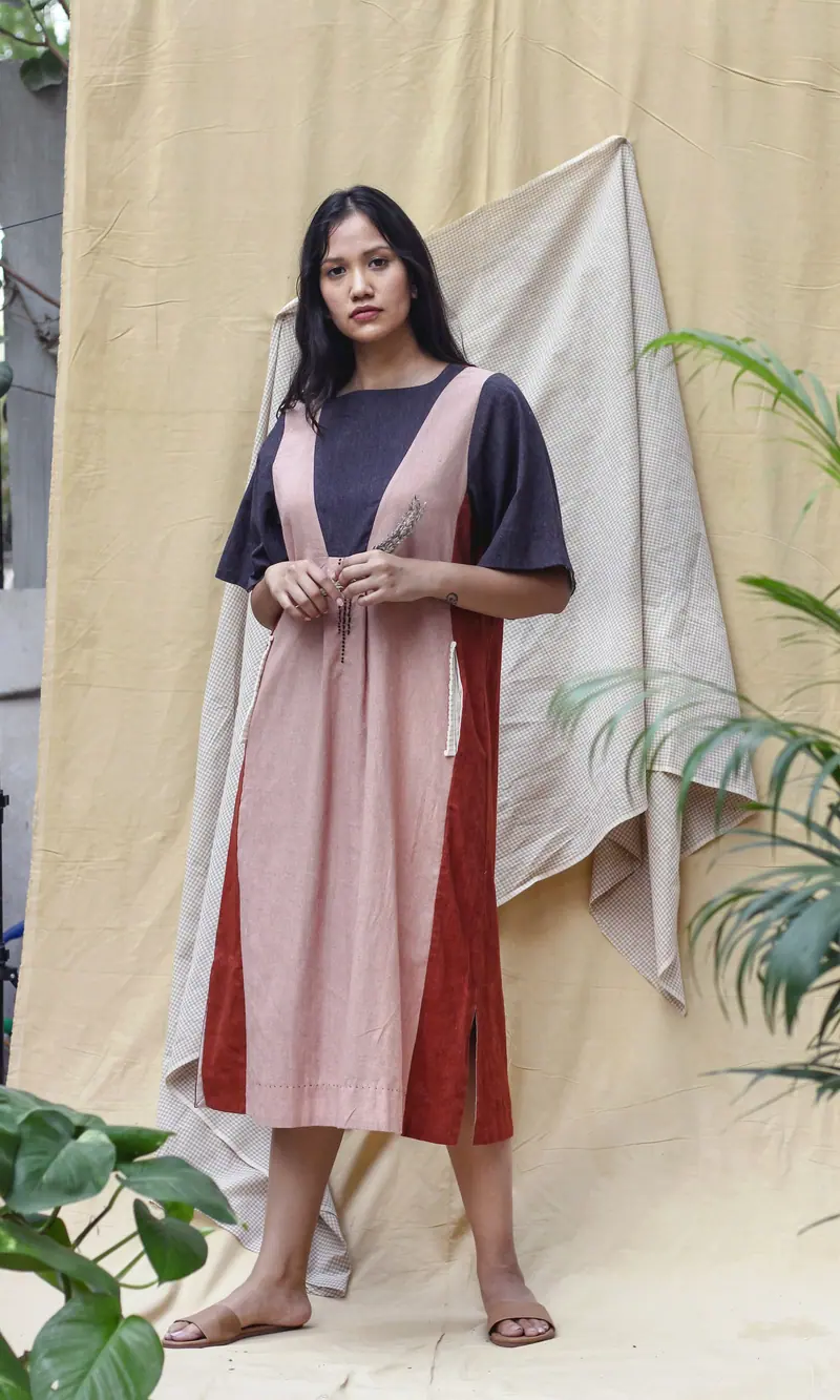 Pink Cotton Midi Dress