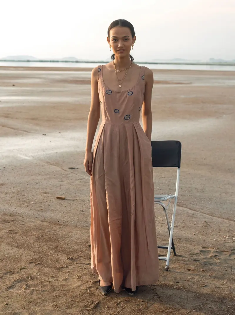 Pink Embroidered Jumpsuit