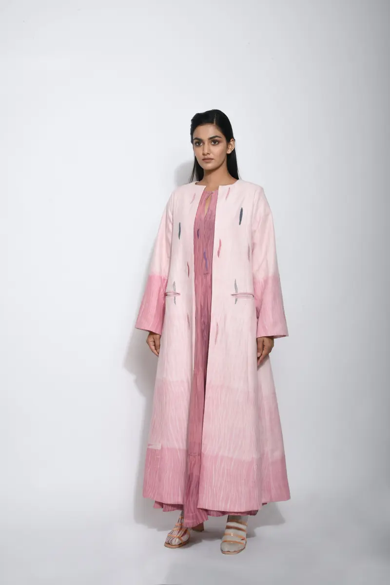Pink Embroidered Long Jacket