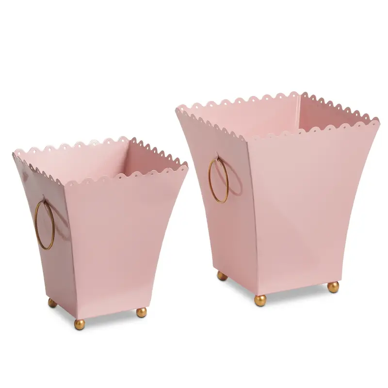 Pink Eyelet Trim Container 10 in