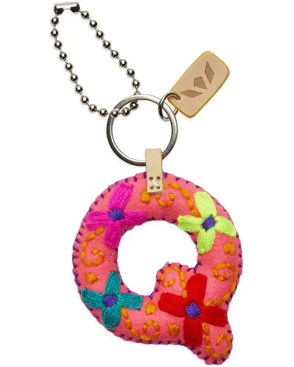 PINK FELT ALPHABET CHARM "Q"