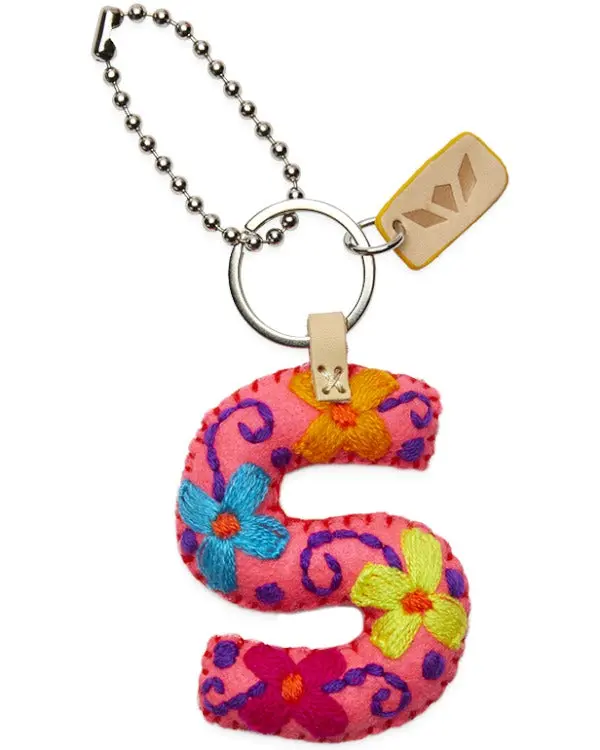 PINK FELT ALPHABET CHARM "S"