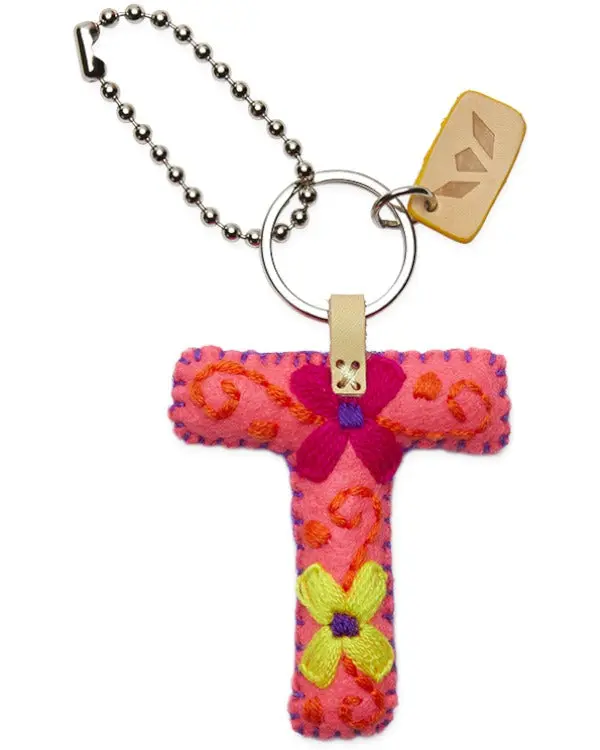PINK FELT ALPHABET CHARM "T"