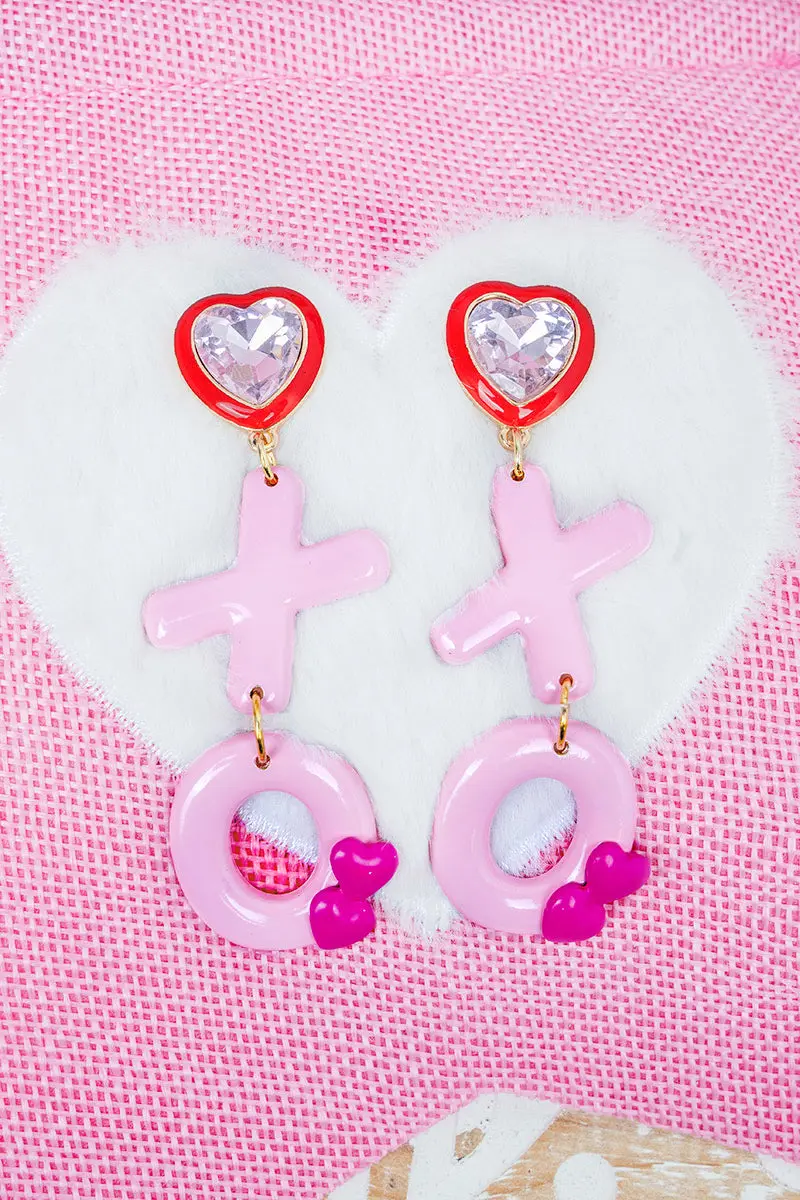 Pink Heartfelt XO Earrings