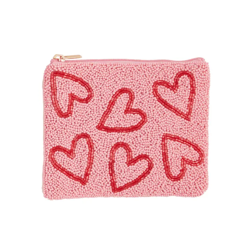 Pink Hearts Valentine Beaded Case
