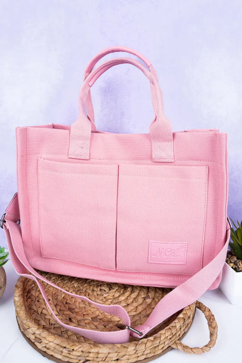 Pink Laurel Bay Small Canvas Tote