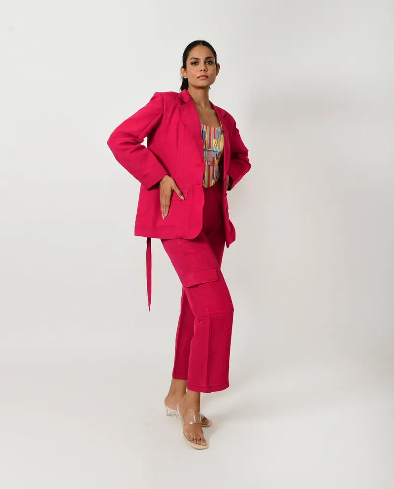 Pink Linen Blazer Co-ord