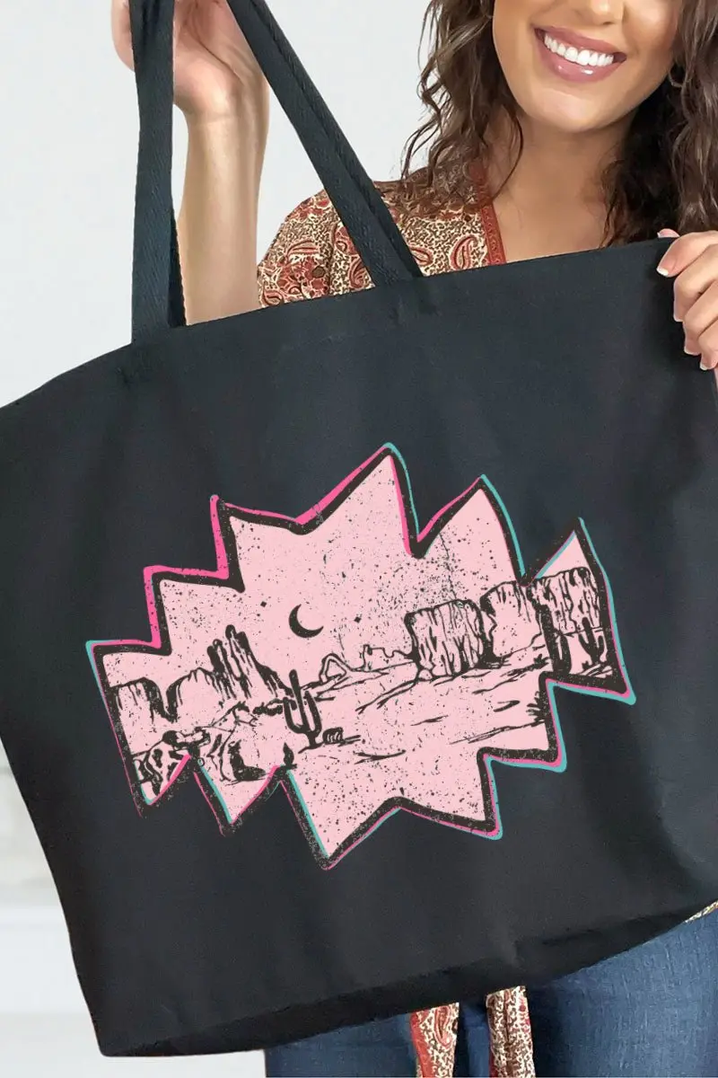 Pink Mesa Moonrise Canvas Jumbo Tote