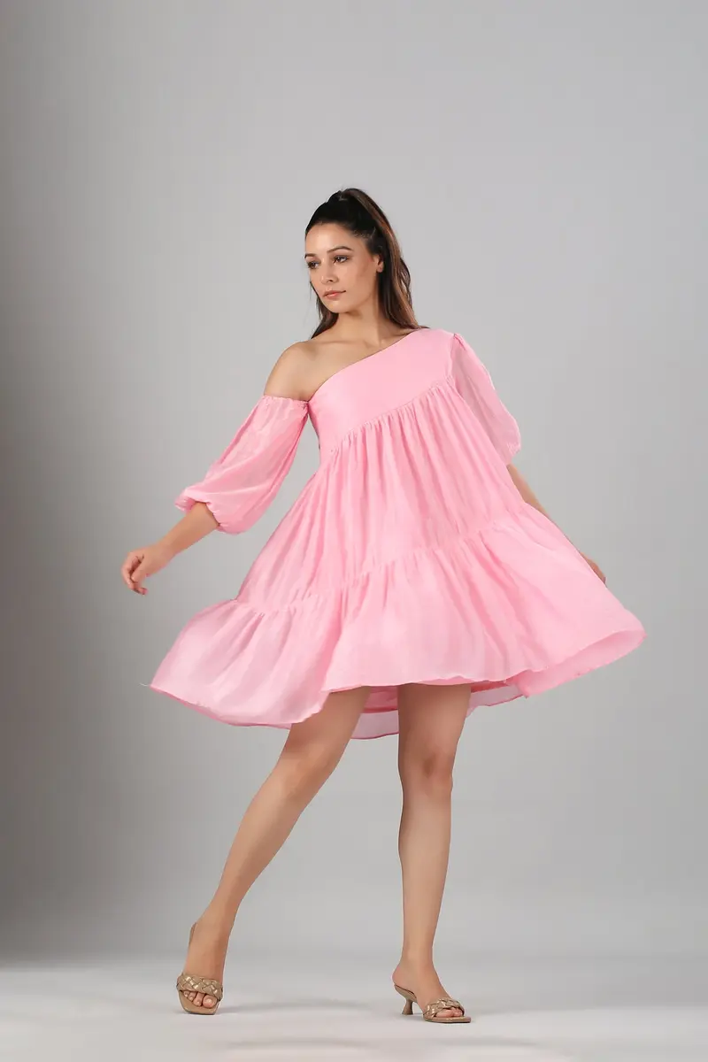 Pink Off Shoulder Dress