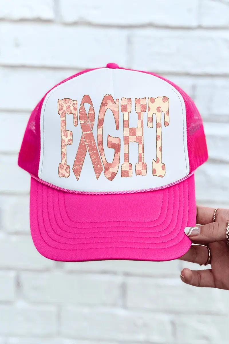 Pink Patterned Fight Otto Foam Front Trucker Hat