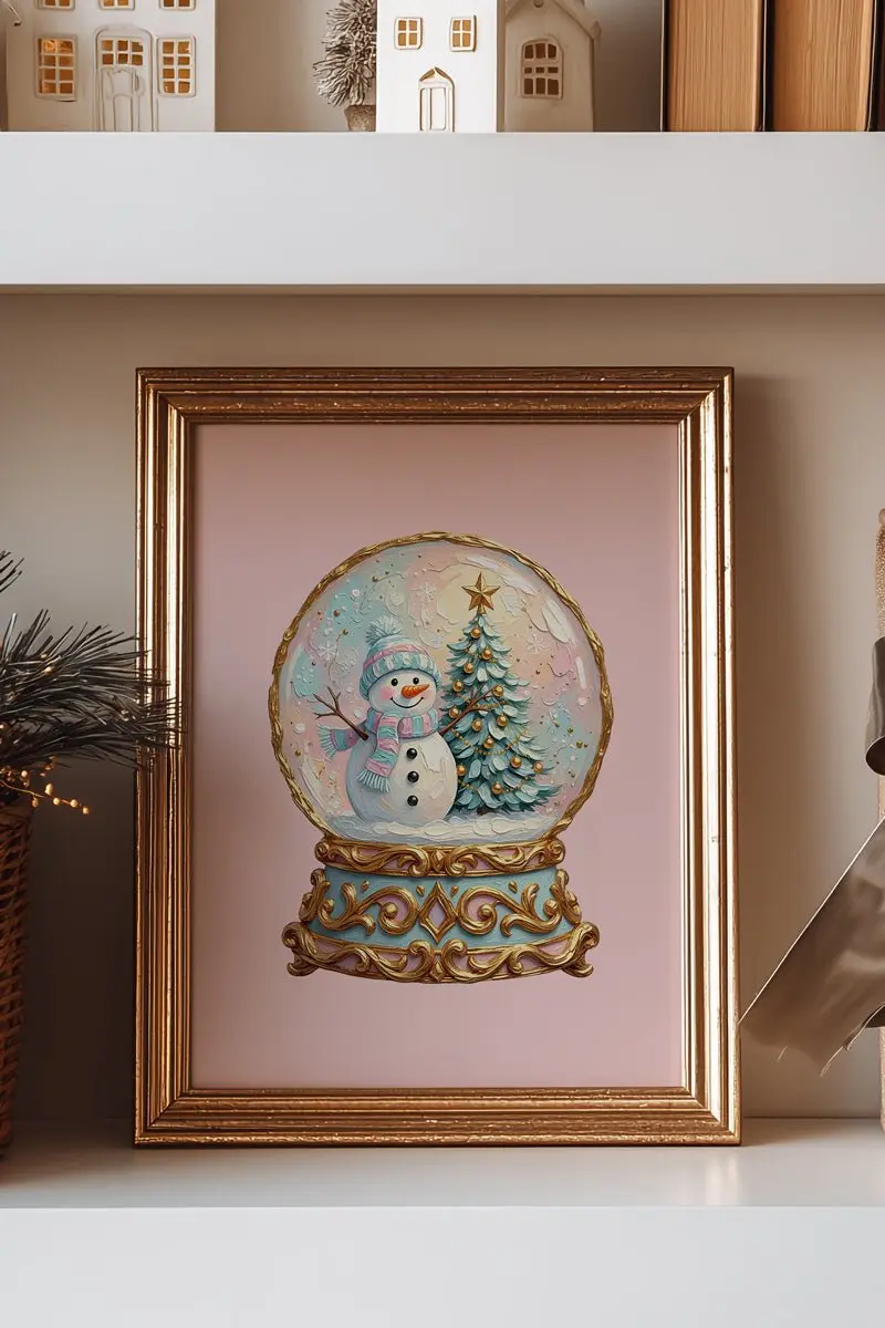 Pink Sugarplum Snowfall Ready To Frame Canvas Print