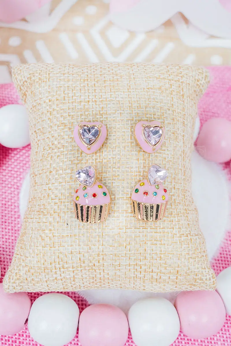Pink Sweet on You Earrings 2 Pair Set