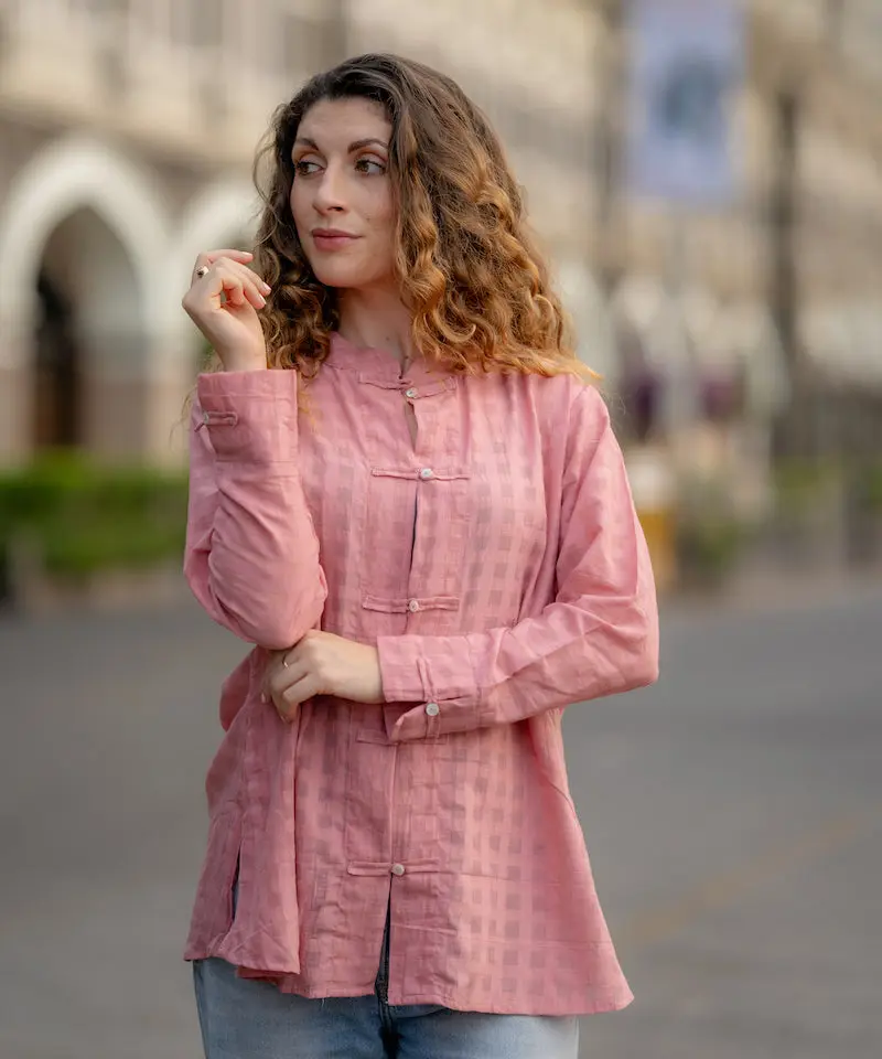 Pink Textured Handwoven Shirt