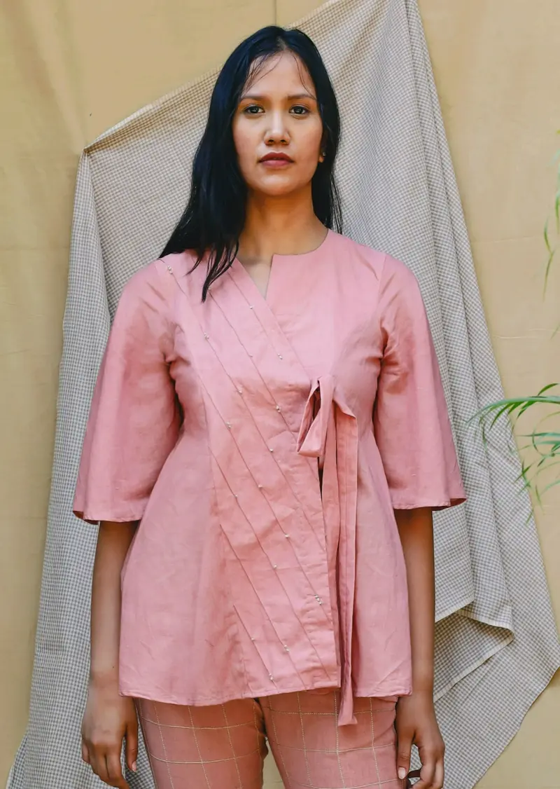 Pink Tunic Wrap Top