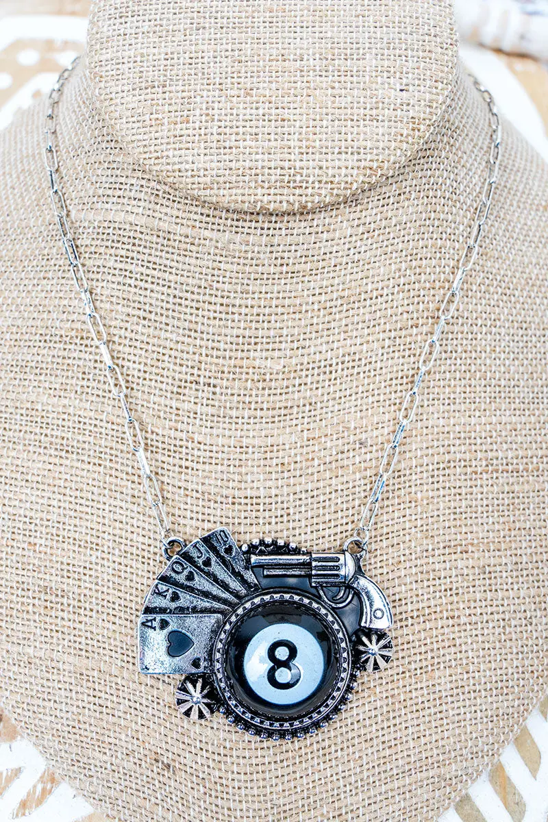 Play The Odds Silvertone Necklace