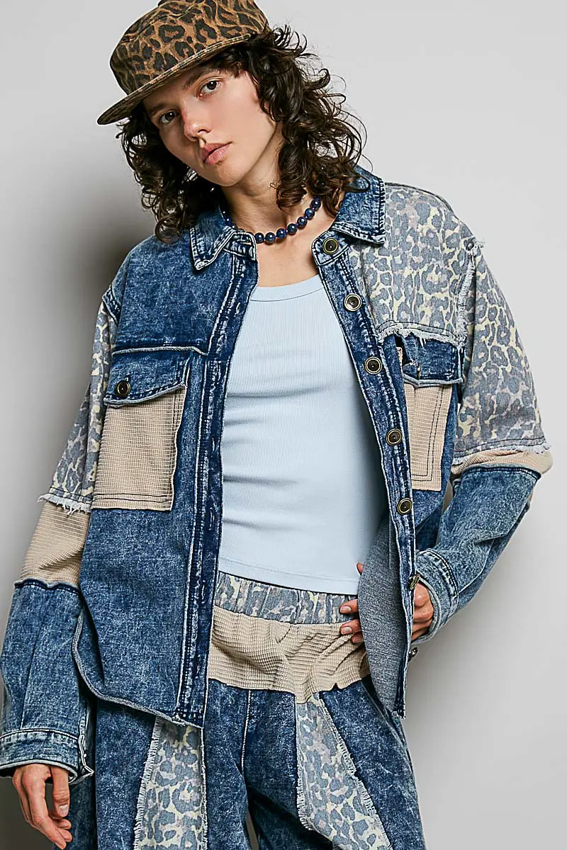 POL Long Sleeve Relaxed Fit Jacket - Indigo - PREORDER
