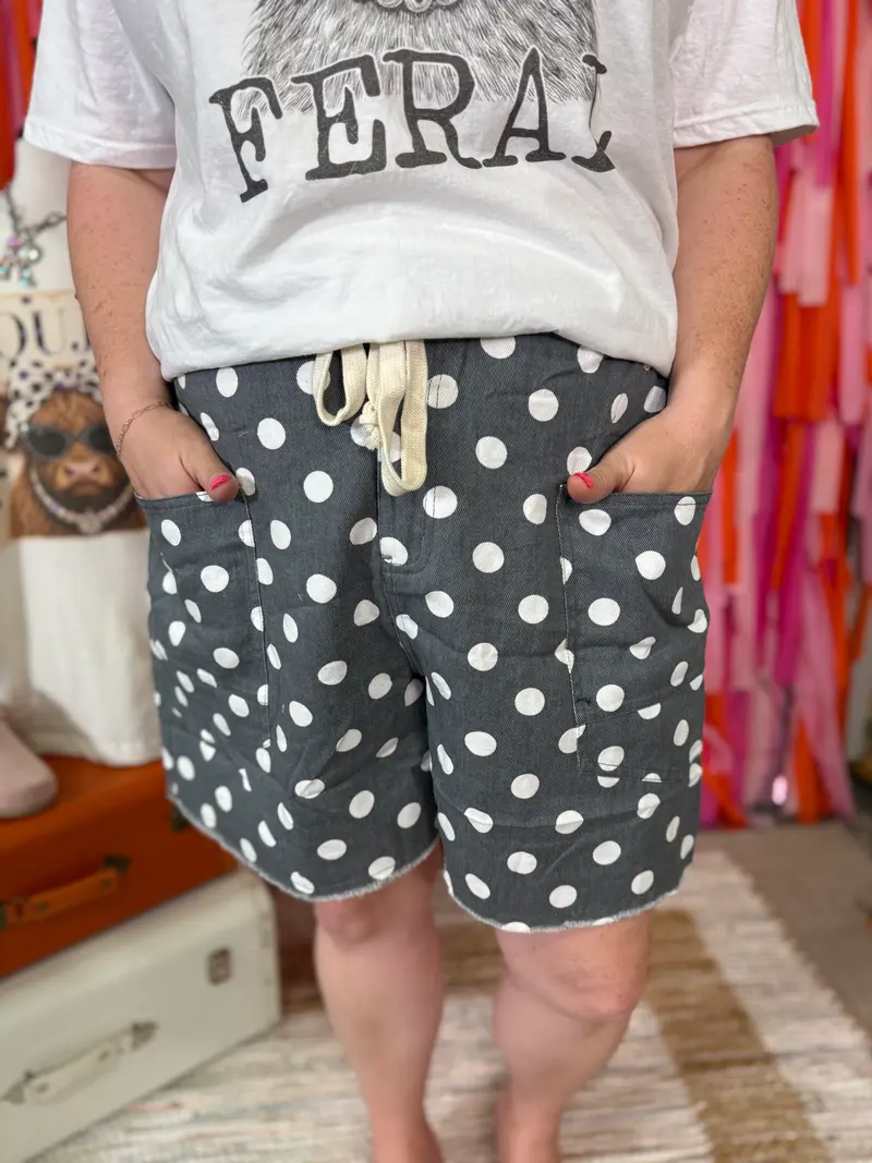 Polka Pop Shorts - Grey