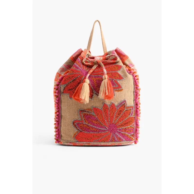 Poppy Floral Beaded Backpack
