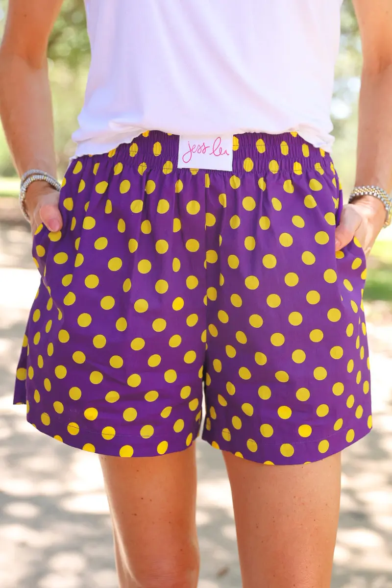 PREORDER- Easy Win Polka Dot Boxer Shorts- Purple