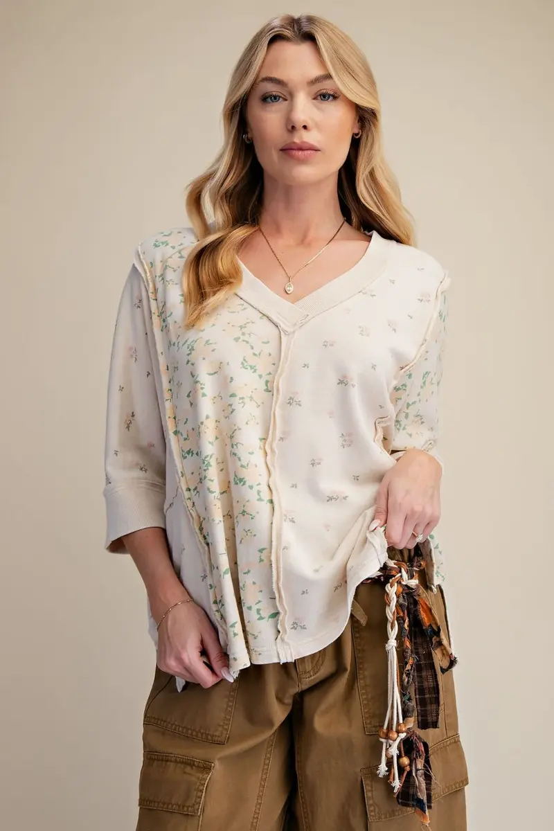 Print Mix Washed Terry Box Top