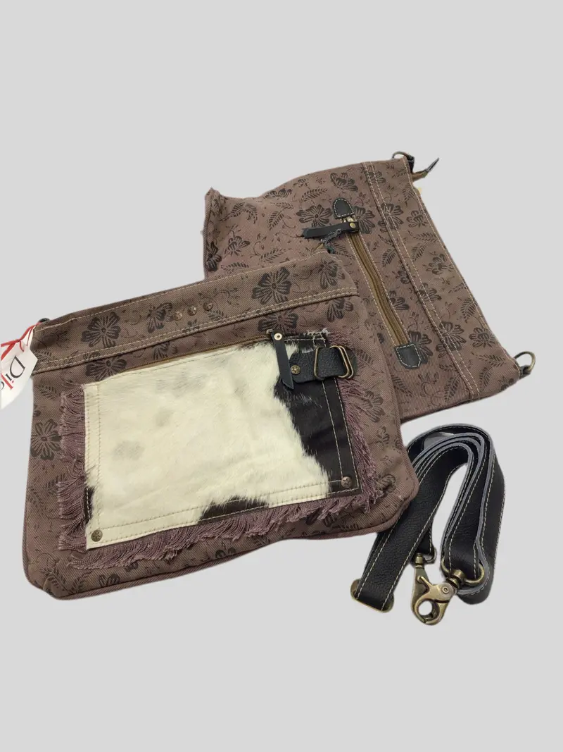 Printed Canvas with Cowhide Pouch