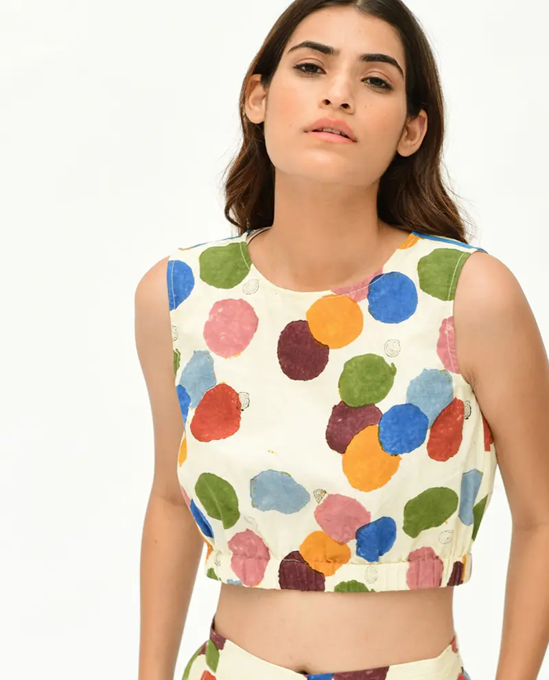 Printed Polka Dot Crop Top