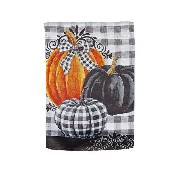 Pumpkin Check Suede Garden Flag