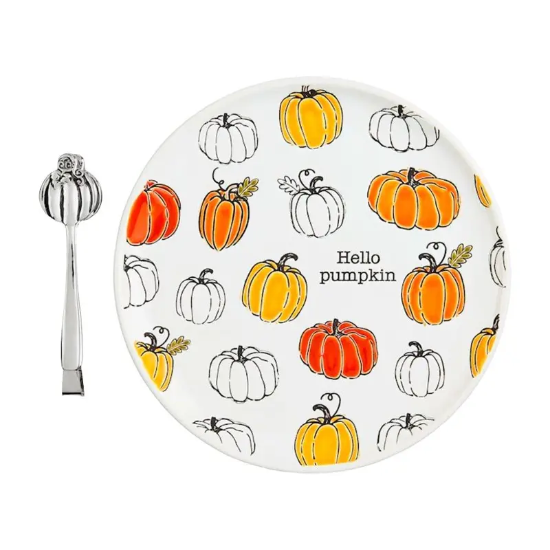 Pumpkin Pattern Cookie Plate by Mud Pie