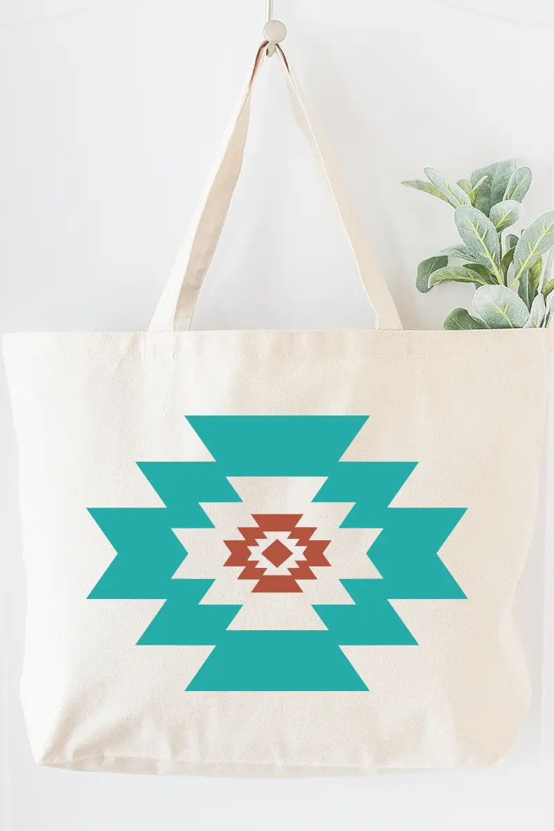 Punchy Aztec Canvas Jumbo Tote