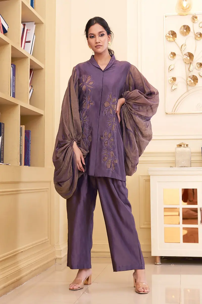 Purple Chanderi Silk Co-Ord Set