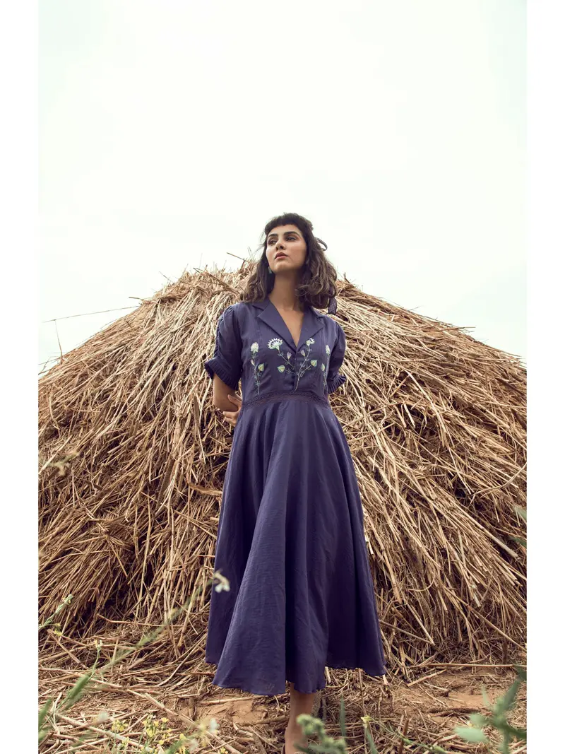 Purple Embroidered Maxi Dress