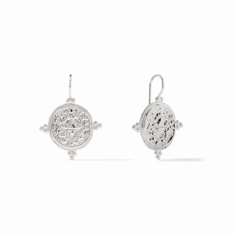 Quatro Coin Earrings in Silver