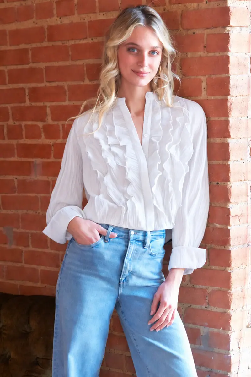 Raffaele Ruffle Shirt in White
