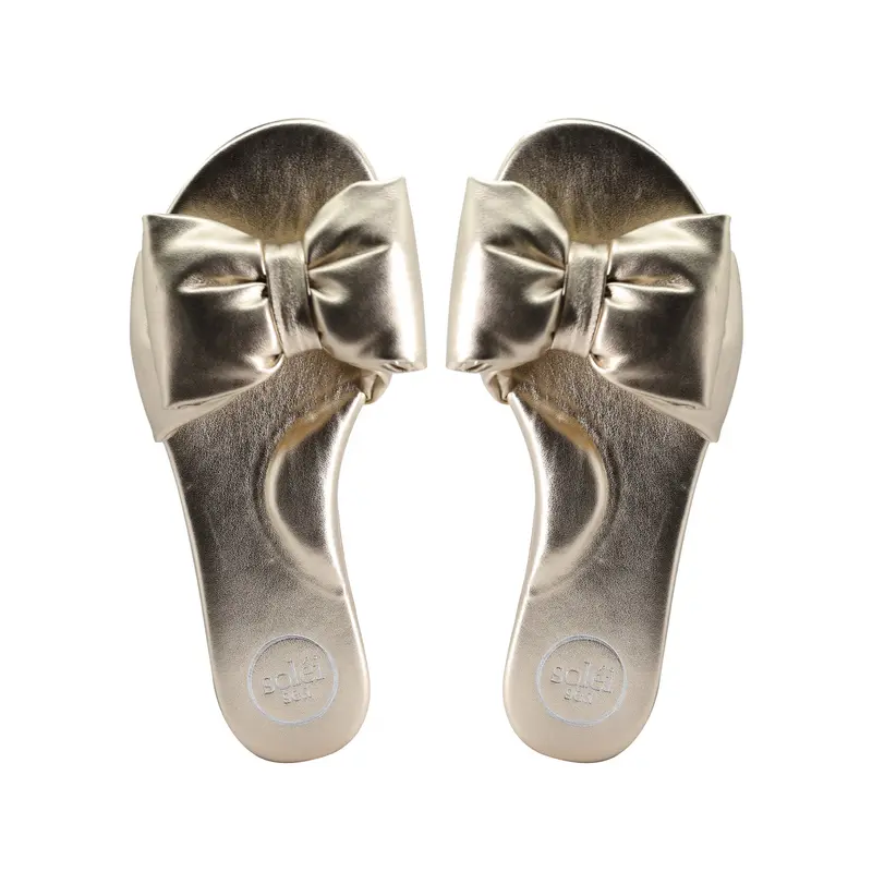 Rafie Gold Bow Slide Sandal