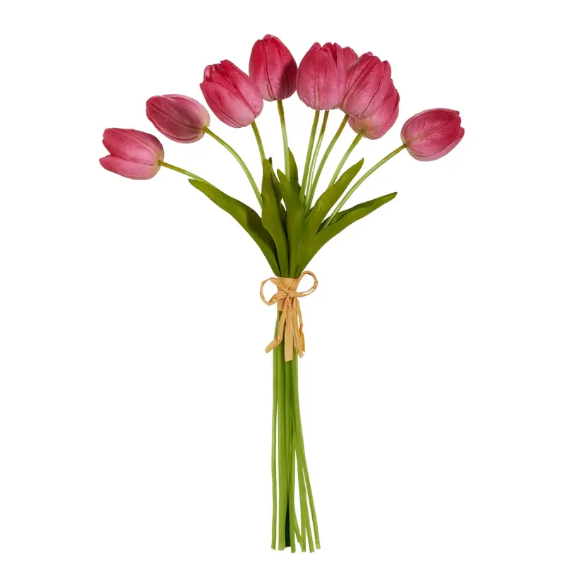 Real Touch Pink Tulip Bundle 15 in