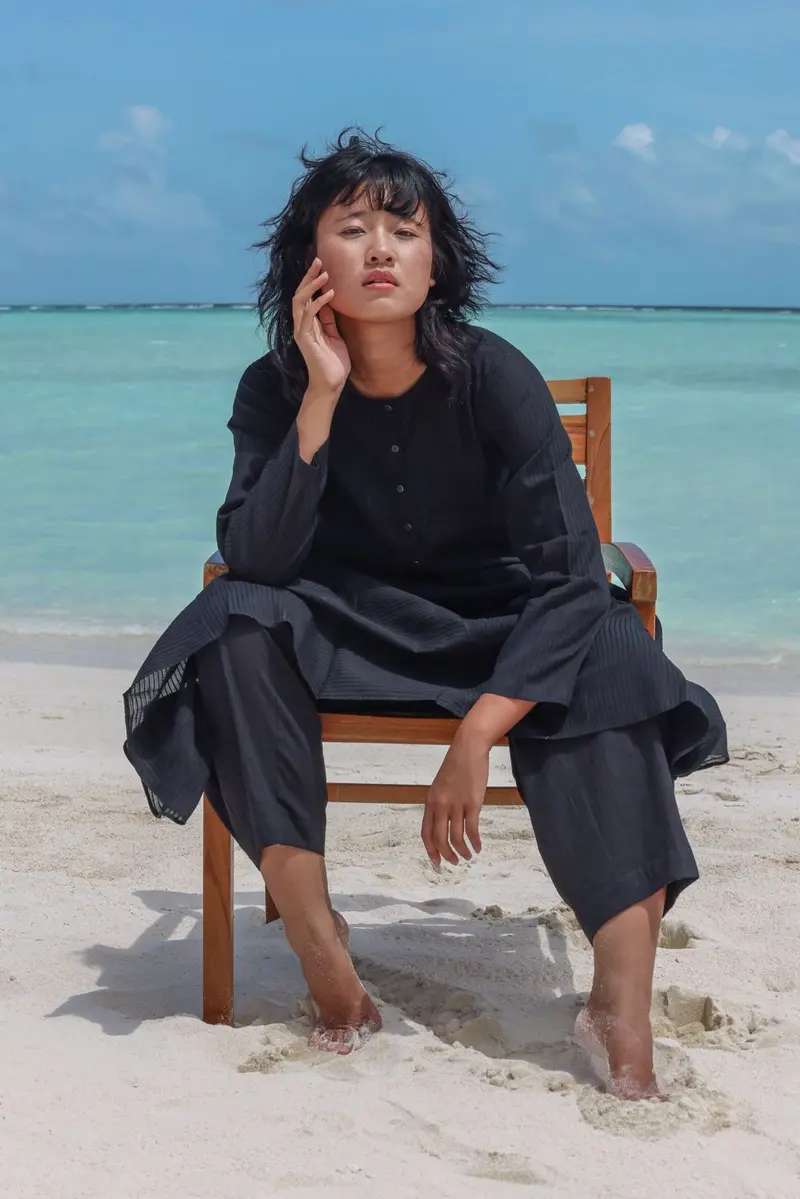Recycled Cotton Black Kurta