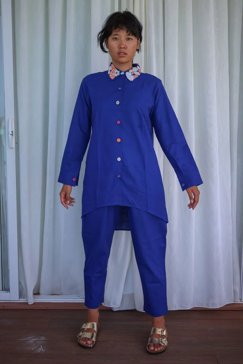 Recycled Cotton Blue Solid Shirt
