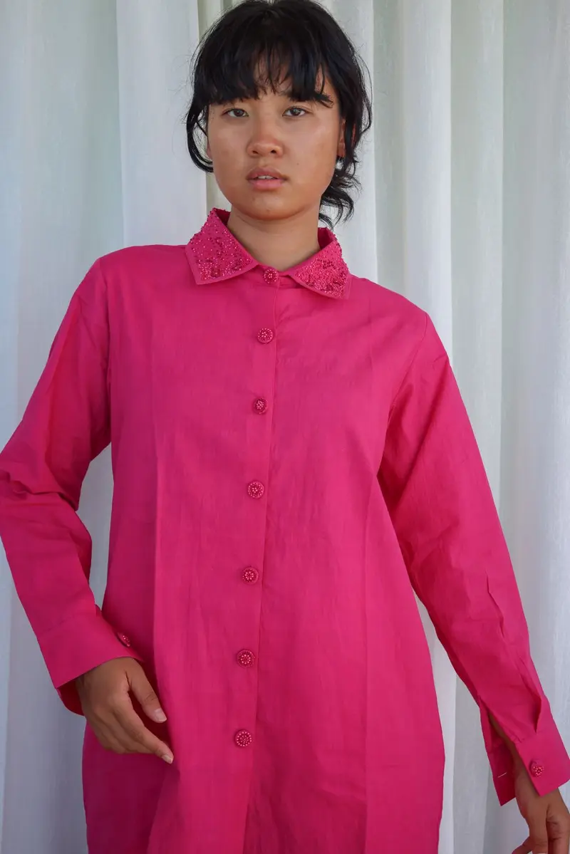 Recycled Cotton Pink Solid Shirt