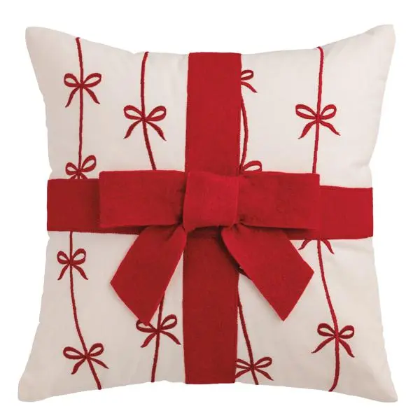 Red Bow Felted Pillow by Mud Pie