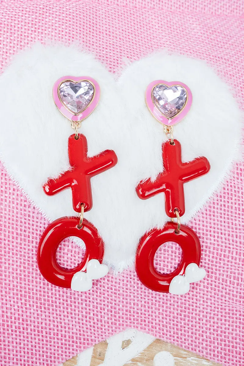 Red Heartfelt XO Earrings