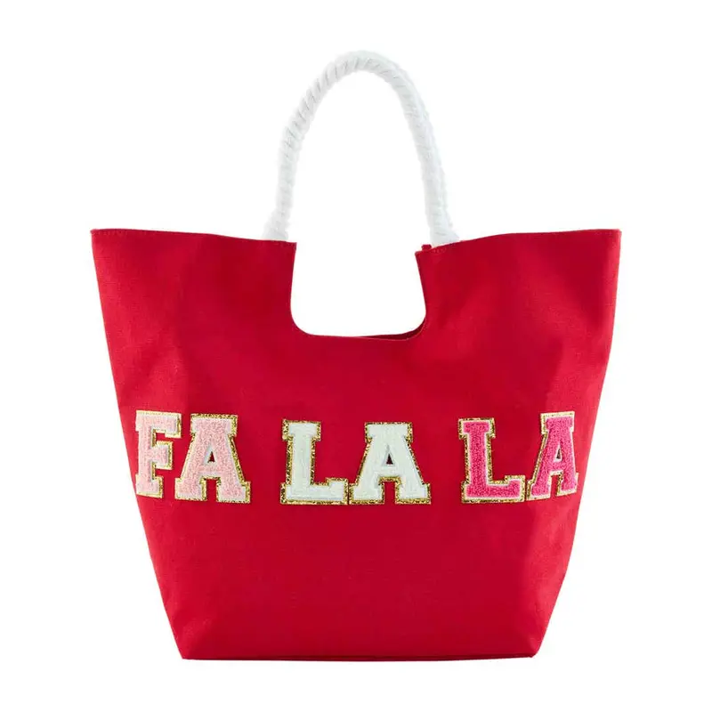 Red Holiday Patch Tote by Mudpie