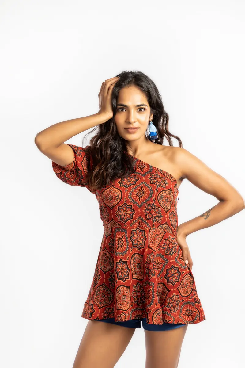Red One Shoulder Top