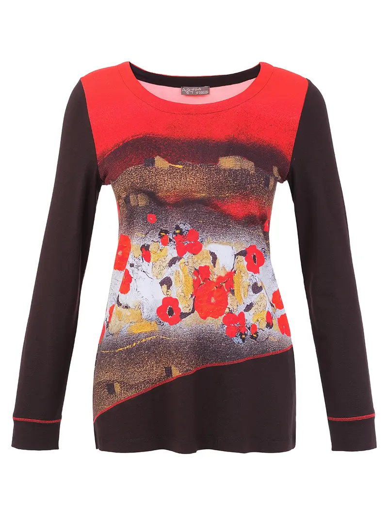 Red Poppy Contrast Long Sleeve Top
