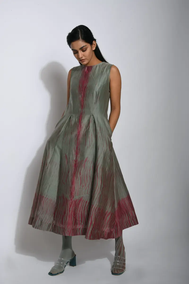Red Silk Midi Dress