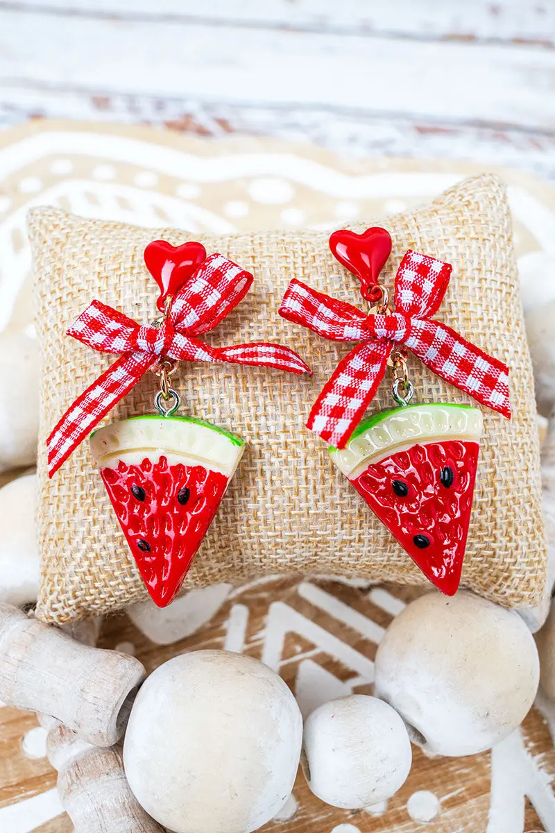 Red Watermelon Slice Earrings