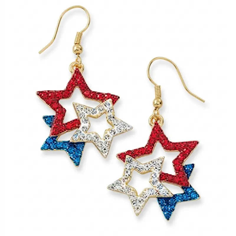 Red, White & Blue Star Fish Hook Earrings