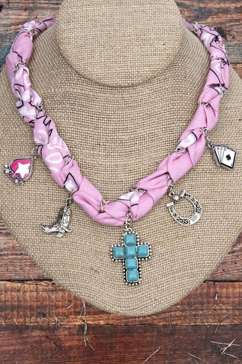 Redeemed Ranch Pink Fabric & Chain Necklace
