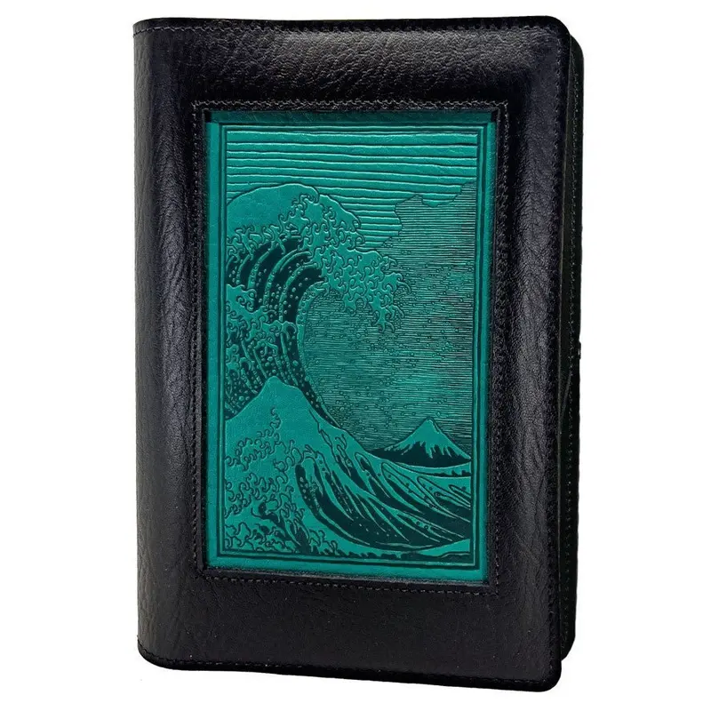 Refillable Leather Icon Journal, Hokusai Wave