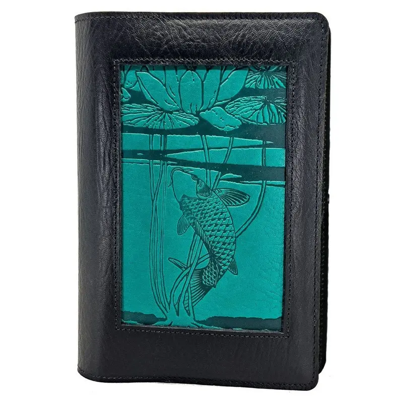Refillable Leather Icon Journal, Water Lily Koi