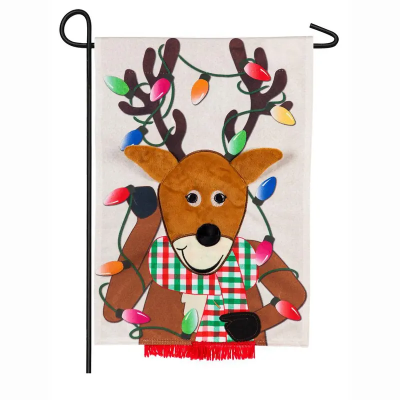 Reindeer Garden Linen Flag